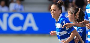 Noelia Villegas en un partido con el Deportivo Abanca