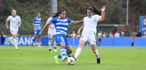 Michelle Romero en un partido con el Deportivo Abanca