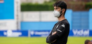 Miguel Llorente en un partido con el Dépor Abanca