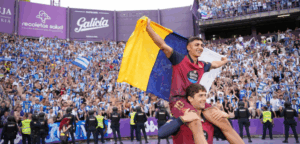 Yeremay en la celebración del ascenso en Valladolid.